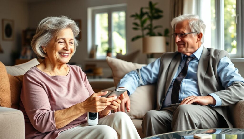 Senioren mit Hausnotrufsystem